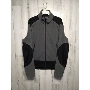 REI Men’s Large Gray Black Full Zip Jacket Coat Polartec - Outdoor Camp Hiking